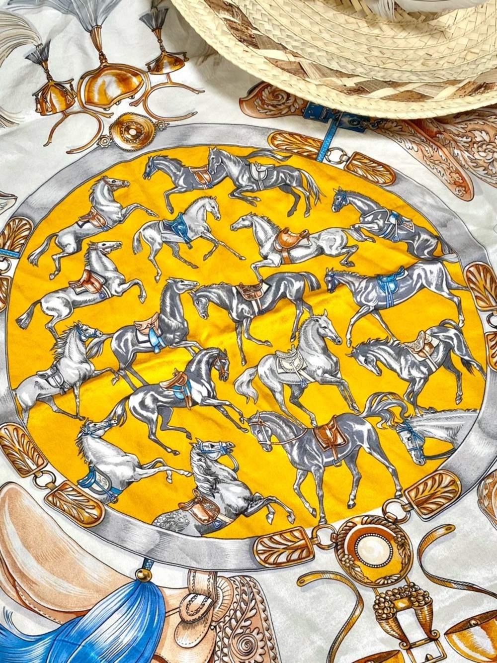 Equestrian horse saddle boho silk scarf/wrap w luxury country vibe